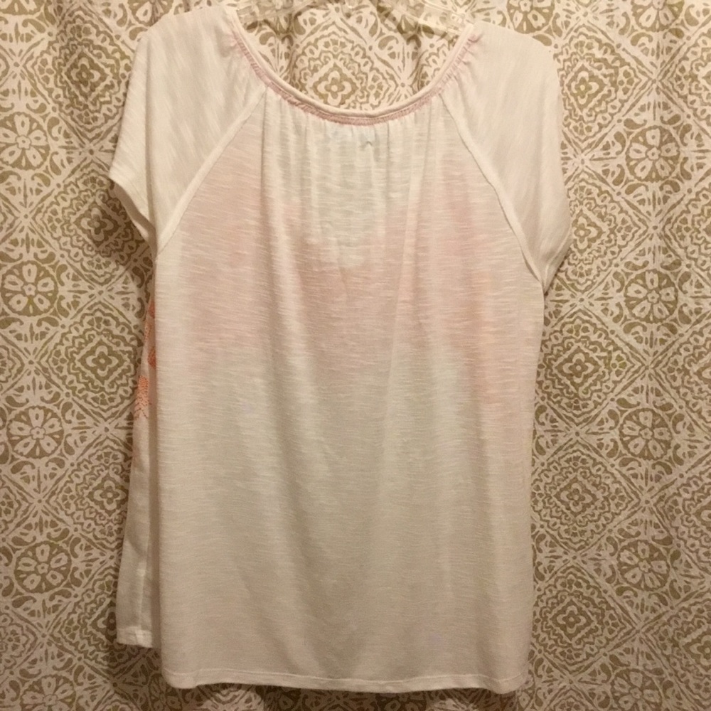 Maurices Bead & Embroidery Embellished, Tasseled Tie, Short Sleeve White Top - Picture 11 of 11